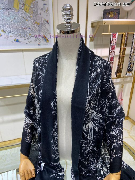 Dior's latest flagship D-flower and bird print long scarf, cashmere long scarf, is very easy8j3l94qj - Image 15