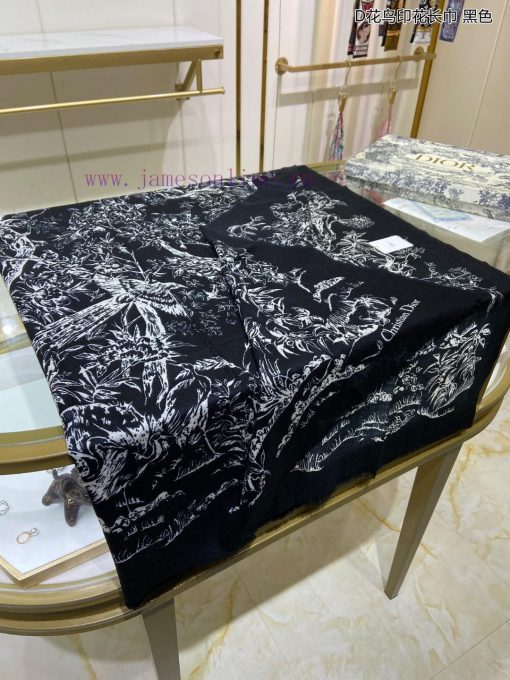 Dior's latest flagship D-flower and bird print long scarf, cashmere long scarf, is very easy8j3l94qj - Image 16
