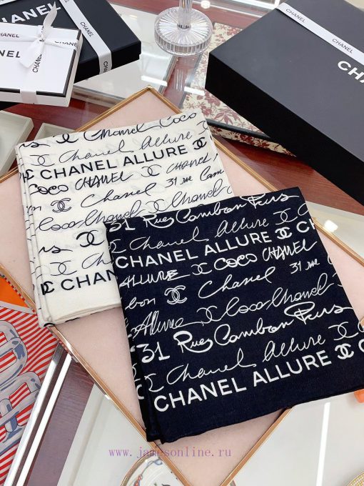 Double sided same color CHANEL badge printed cashmere 90 double-sided same color printed cas3e00udv9 - Image 3