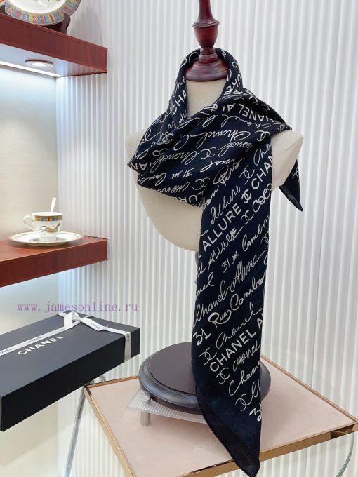 Double sided same color CHANEL badge printed cashmere 90 double-sided same color printed cas3e00udv9 - Image 9