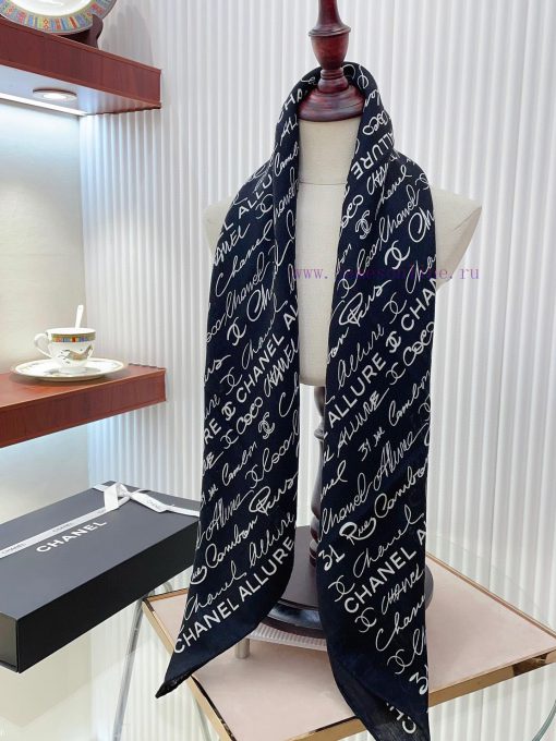 Double sided same color CHANEL badge printed cashmere 90 double-sided same color printed cas3e00udv9 - Image 10