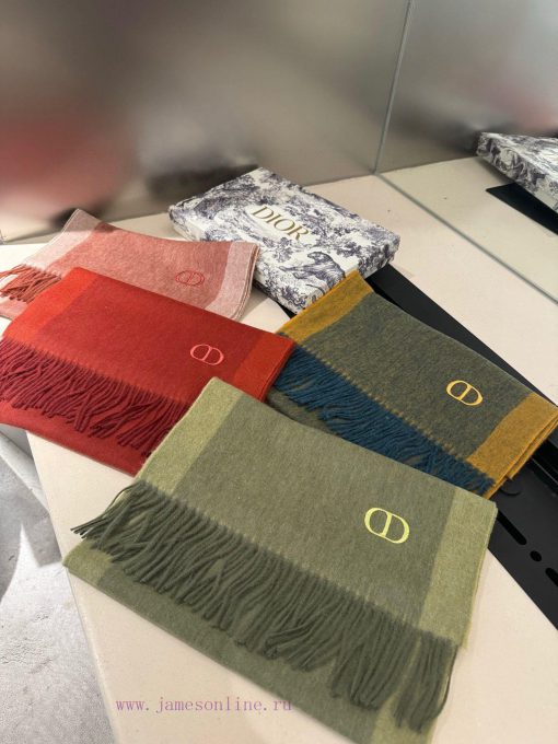 Dior Double Scarf ️ High end Product ️ Water Ripple Absolute Screaming Quality LOGO Embroidekp3fixrm - Image 17