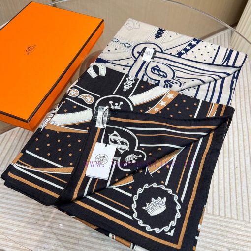 Hermes 23 Year Velvet shawl "Morning Stroll" Double sided Same Color 140 * 140 Size, 70% Cas8jxm6wh1 - Image 5