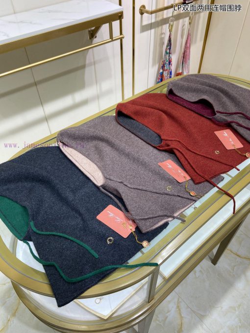 New Loro Piana Cattle LP Double sided Dual use Hooded Scarf with Double sided Dual color Matwfdv7mmd - Image 3