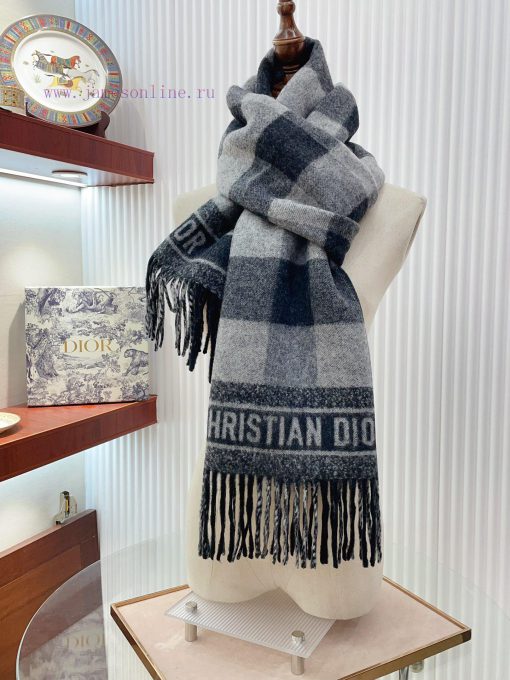 Wool and Cashmere Check'N'Dio Printed This scarf is decorated with Check'N'Dio patterns, paya9rgv9bf - Image 8