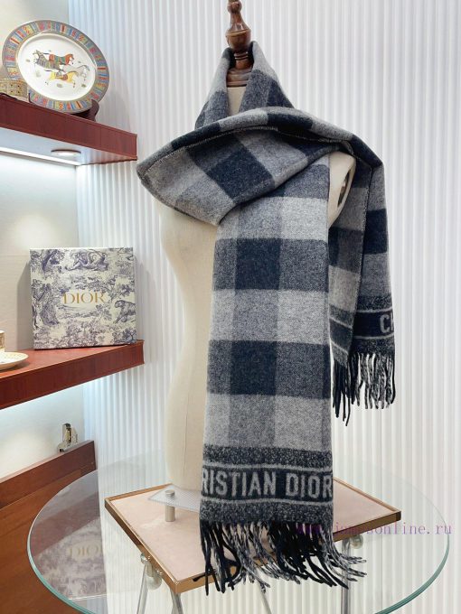 Wool and Cashmere Check'N'Dio Printed This scarf is decorated with Check'N'Dio patterns, paya9rgv9bf - Image 19
