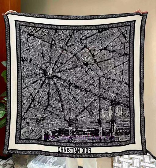 Dior Paris map gold size 110 * 110Double sided same color velvet handkerchiefSisters who donj2zfsplt