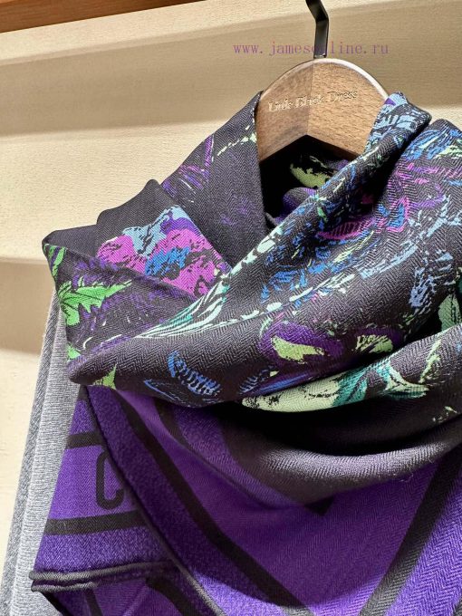 Color code 2 ⃣ Mysterious and elegant black purpleThis square scarf is adorned with the Voya55jwuoj2 - Image 7