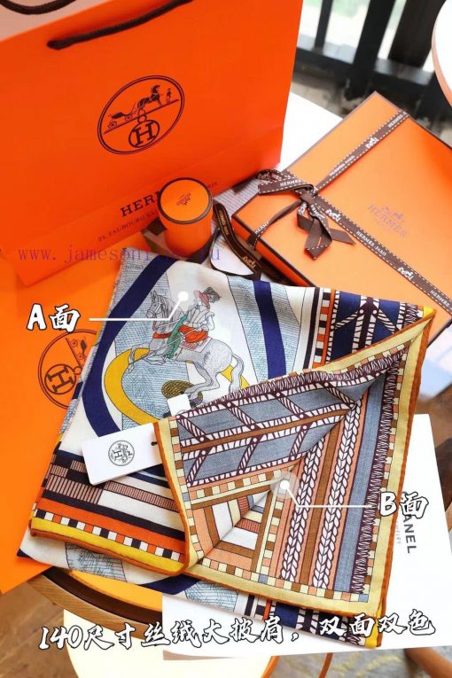 Hermes double-sided rotary step and serpentine rotationSize140x140cm 30% mulberry silk+70% ckz3grau4 - Image 3