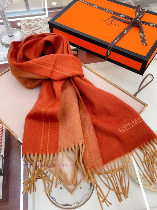 Premium H Double Striped Cashmere Long Scarf ️ High end Product ️ HERMES Imported Cashmere, wax6m68x - Image 7