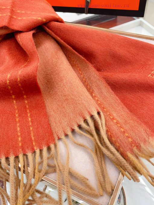 Premium H Double Striped Cashmere Long Scarf ️ High end Product ️ HERMES Imported Cashmere, wax6m68x - Image 8