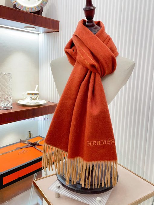 Premium H Double Striped Cashmere Long Scarf ️ High end Product ️ HERMES Imported Cashmere, wax6m68x - Image 10