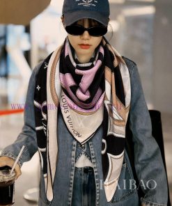 New Sincere Praise Lvjia L Flower Overlapping Cashmere 140 Double sided Same Color Printed Chu3uypwi