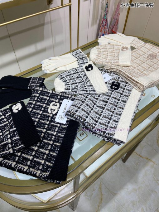 High end socialite customized pure cashmere quality Chanel gold thread three piece set is fao2ox4gcl - Image 3
