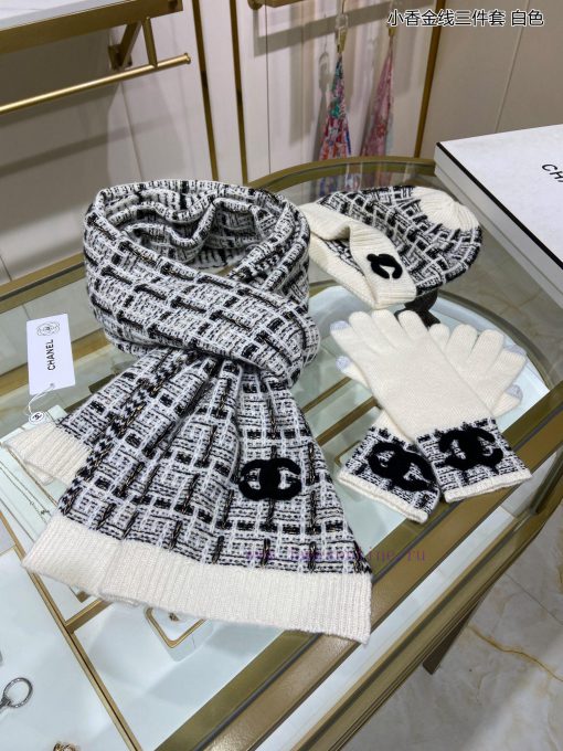 High end socialite customized pure cashmere quality Chanel gold thread three piece set is fao2ox4gcl - Image 5
