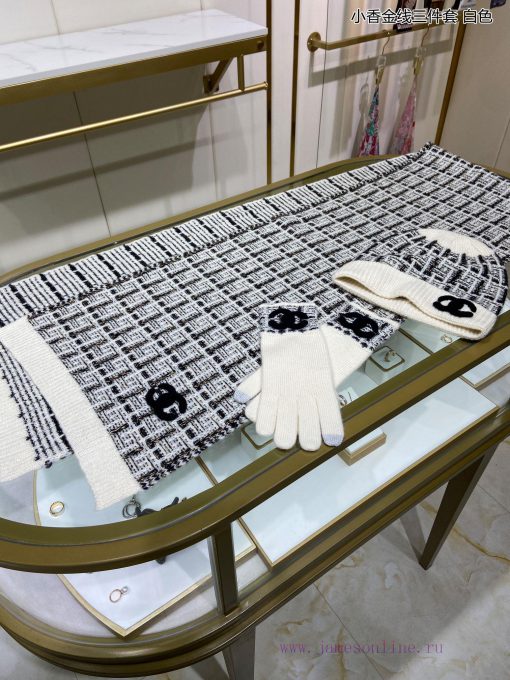 High end socialite customized pure cashmere quality Chanel gold thread three piece set is fao2ox4gcl - Image 6