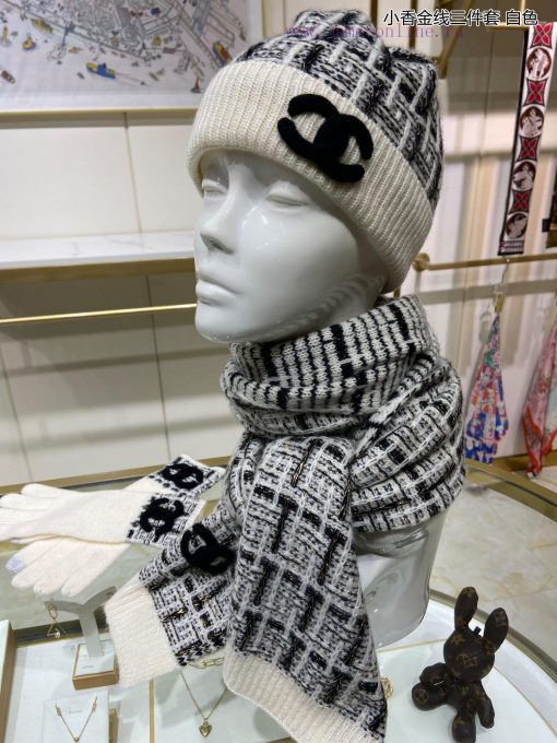 High end socialite customized pure cashmere quality Chanel gold thread three piece set is fao2ox4gcl - Image 7