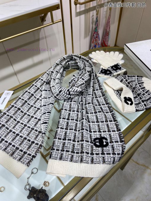 High end socialite customized pure cashmere quality Chanel gold thread three piece set is fao2ox4gcl - Image 9