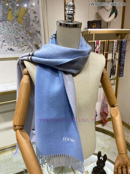 Top of the line original unisex Roewe LW color blocked logo double-sided long scarf. It's fovdkuz6k1 - Image 8