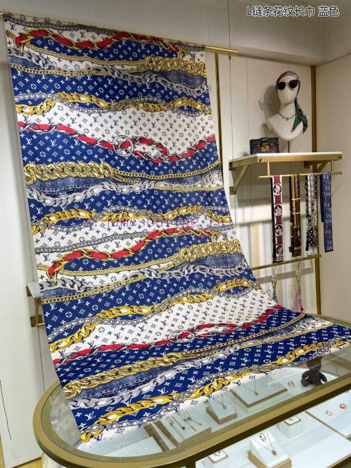 Cashmere Long Scarf Synchronized Sincerely Praising Lujia L Chain Pattern Long Scarf Louis Vg35y2cn7 - Image 4