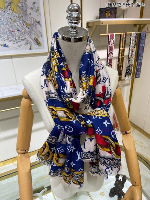 Cashmere Long Scarf Synchronized Sincerely Praising Lujia L Chain Pattern Long Scarf Louis Vg35y2cn7 - Image 6