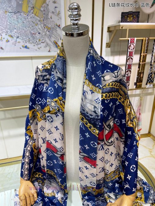 Cashmere Long Scarf Synchronized Sincerely Praising Lujia L Chain Pattern Long Scarf Louis Vg35y2cn7 - Image 9