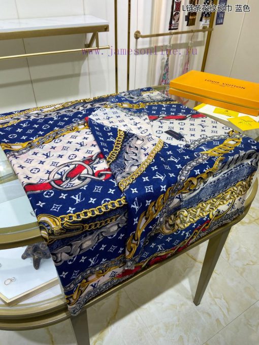 Cashmere Long Scarf Synchronized Sincerely Praising Lujia L Chain Pattern Long Scarf Louis Vg35y2cn7 - Image 10