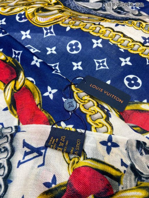 Cashmere Long Scarf Synchronized Sincerely Praising Lujia L Chain Pattern Long Scarf Louis Vg35y2cn7 - Image 12