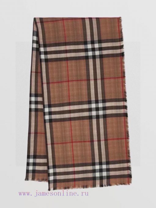𝐁𝐔𝐑𝐁𝐄𝐑𝐑𝐘 Double sided plaid scarf coffee color100 * 210cm wool and silkGrid pattern with preheb86y2i - Image 4