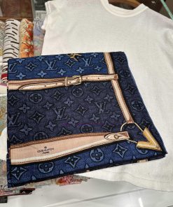 MONOGRAM JACQUARD DENIM140 Velvet Square Scarf Cowboy BlueHigh spec double-sided same colorSmx20vu23