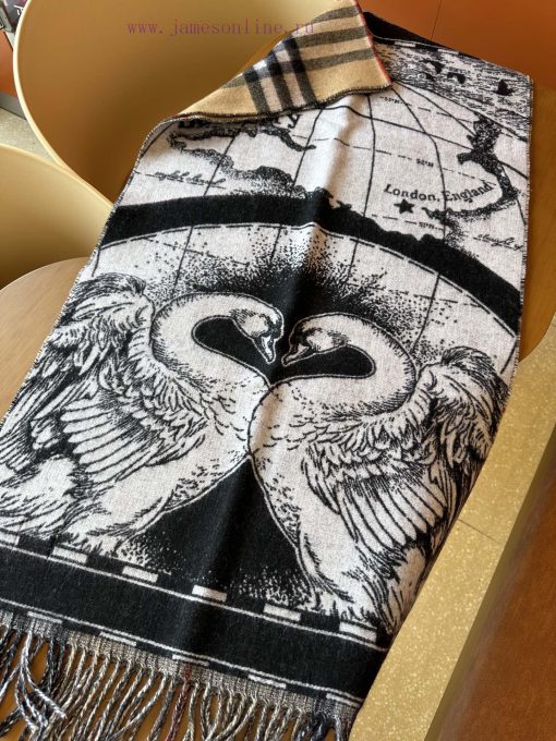Burberry's 23rd New Swan Scarf 🧣 Crafted from carefully selected soft cashmere fabric, paire5wvmc4ed - Image 10