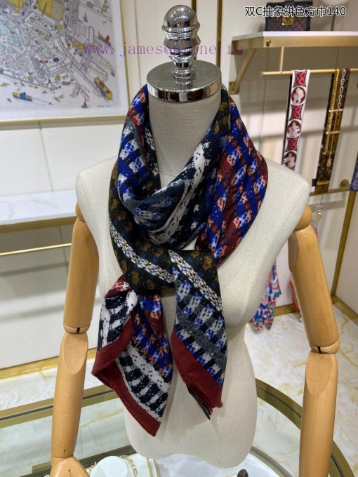 The new Double C Abstract Color Block Scarf 140 Cashmere Double sided Same color Printed Scadznw5jhr - Image 6
