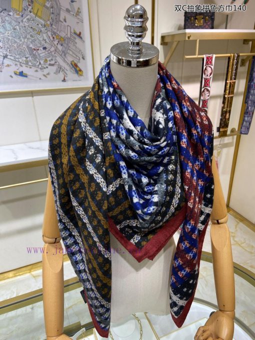 The new Double C Abstract Color Block Scarf 140 Cashmere Double sided Same color Printed Scadznw5jhr - Image 7