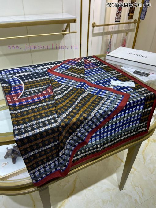 The new Double C Abstract Color Block Scarf 140 Cashmere Double sided Same color Printed Scadznw5jhr - Image 9