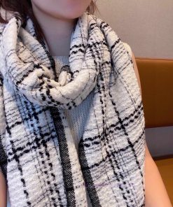 The Chanel classic black and white Chanel style patterned scarf from the True Fragrance seri7cwuaoyp