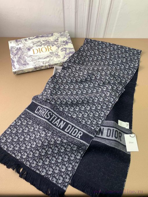 D's navy blue vintage flower new double-sided jacquard cashmere long scarf is being purchaseei1iv77o - Image 4
