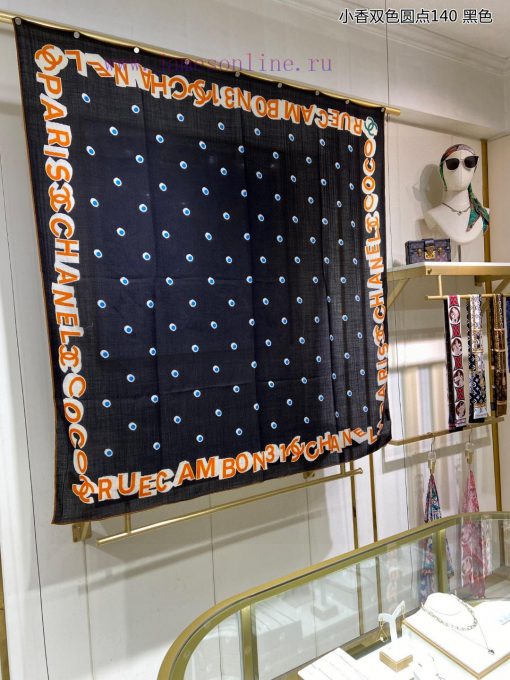 The new Chanel two tone polka dot 140 cashmere square scarf is highly recommended by VIPs. Ycg4iu6kh - Image 3