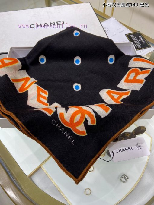 The new Chanel two tone polka dot 140 cashmere square scarf is highly recommended by VIPs. Ycg4iu6kh - Image 4