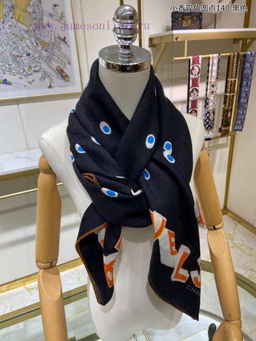 The new Chanel two tone polka dot 140 cashmere square scarf is highly recommended by VIPs. Ycg4iu6kh - Image 5