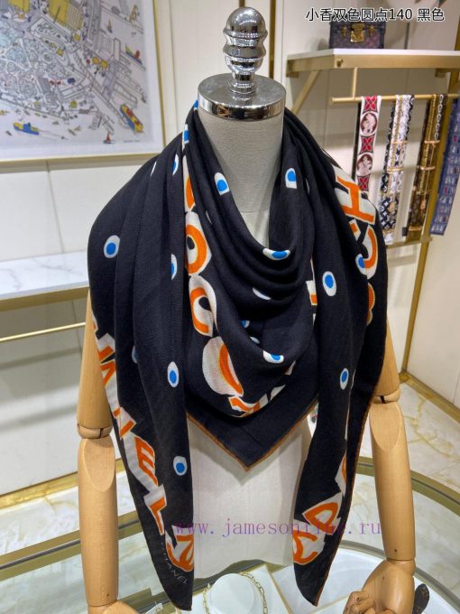 The new Chanel two tone polka dot 140 cashmere square scarf is highly recommended by VIPs. Ycg4iu6kh - Image 6