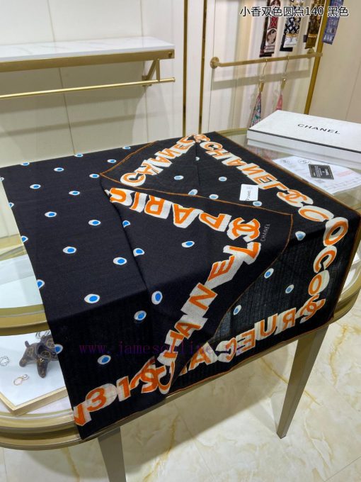 The new Chanel two tone polka dot 140 cashmere square scarf is highly recommended by VIPs. Ycg4iu6kh - Image 8