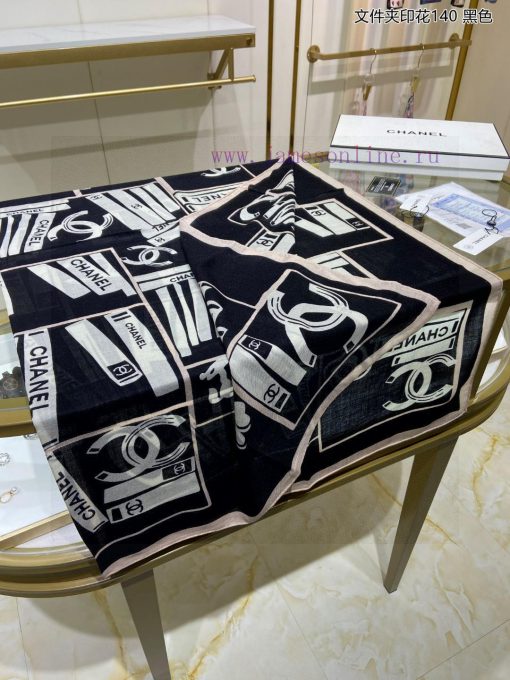 The new Chanel folder printed 140 cashmere double-sided same color printed square scarf is h8is5adp2 - Image 9