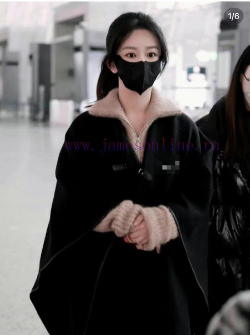 Yang Zi The same HERMES solid color leather bound cape cape HERMES autumn and winter new paryiybq81t