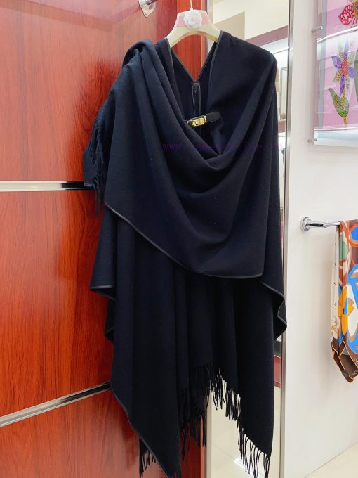 Yang Zi The same HERMES solid color leather bound cape cape HERMES autumn and winter new paryiybq81t - Image 6
