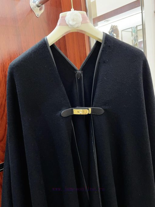 Yang Zi The same HERMES solid color leather bound cape cape HERMES autumn and winter new paryiybq81t - Image 7