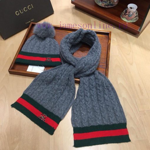 Gucci set GUCCI ️ Original single hat scarf set with rabbit fur cashmere, paired with a 15cms372pjdh - Image 2