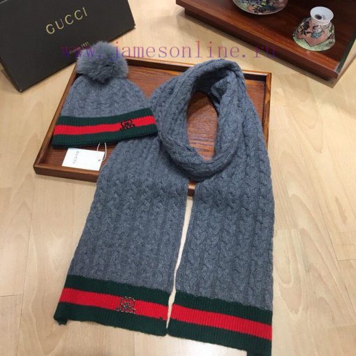 Gucci set GUCCI ️ Original single hat scarf set with rabbit fur cashmere, paired with a 15cms372pjdh - Image 4