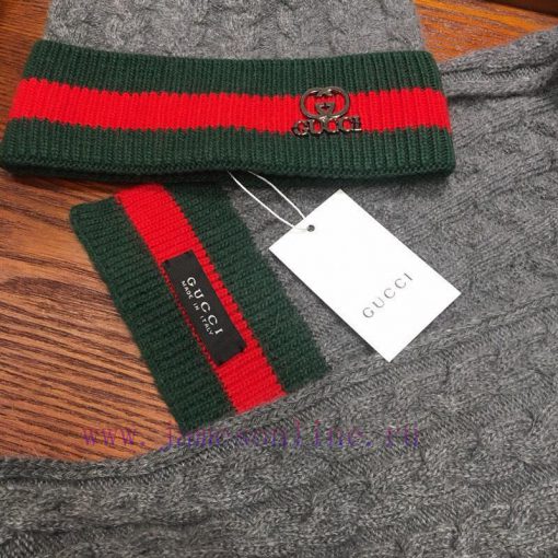 Gucci set GUCCI ️ Original single hat scarf set with rabbit fur cashmere, paired with a 15cms372pjdh - Image 6