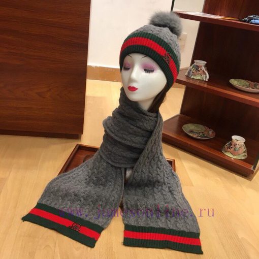 Gucci set GUCCI ️ Original single hat scarf set with rabbit fur cashmere, paired with a 15cms372pjdh - Image 9