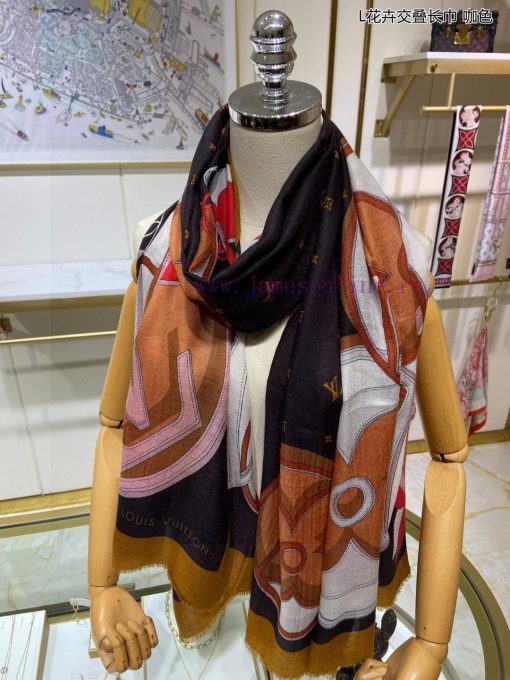 Cashmere Long Scarf Synchronized Sincerely Praises L Flower Overlapping Long Scarf from Lvji1f3rap3e - Image 6